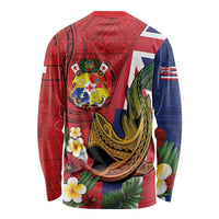 Hawaii And Tonga Long Sleeve Shirt Shark Tattoo With Tongan Coat Of Arms LT14 - Polynesian Pride