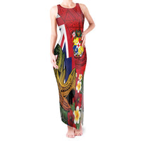 Hawaii And Tonga Tank Maxi Dress Shark Tattoo With Tongan Coat Of Arms