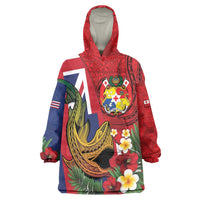 Hawaii And Tonga Wearable Blanket Hoodie Shark Tattoo With Tongan Coat Of Arms