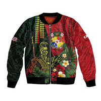 Hawaii And Tonga Bomber Jacket King Kamehameha Tribal Ngatu Pattern