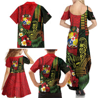 Hawaii And Tonga Family Matching Summer Maxi Dress and Hawaiian Shirt King Kamehameha Tribal Ngatu Pattern