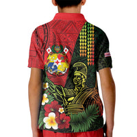 Hawaii And Tonga Kid Polo Shirt King Kamehameha Tribal Ngatu Pattern
