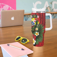 Hawaii And Tonga Tumbler With Handle King Kamehameha Tribal Ngatu Pattern