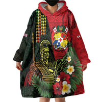 Hawaii And Tonga Wearable Blanket Hoodie King Kamehameha Tribal Ngatu Pattern