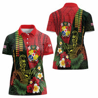 Hawaii And Tonga Women Polo Shirt King Kamehameha Tribal Ngatu Pattern