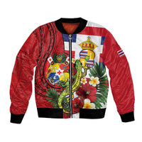 Hawaii And Tonga Bomber Jacket King Kalakaua Tribal Gecko Tongan Ngatu