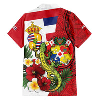 Hawaii And Tonga Family Matching Long Sleeve Bodycon Dress and Hawaiian Shirt King Kalakaua Tribal Gecko Tongan Ngatu