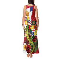 Hawaii And Tonga Tank Maxi Dress King Kalakaua Tribal Gecko Tongan Ngatu