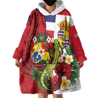 Hawaii And Tonga Wearable Blanket Hoodie King Kalakaua Tribal Gecko Tongan Ngatu