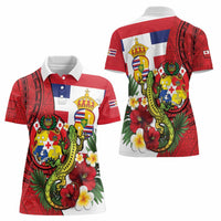 Hawaii And Tonga Women Polo Shirt King Kalakaua Tribal Gecko Tongan Ngatu