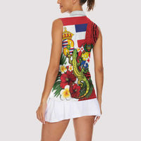 Hawaii And Tonga Women Sleeveless Polo Shirt King Kalakaua Tribal Gecko Tongan Ngatu