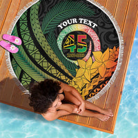 Personalised Vanuatu Independence Day Beach Blanket July 30 Pig Tusk Long God Yumi Stanap LT14 - Polynesian Pride