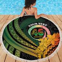 Personalised Vanuatu Independence Day Beach Blanket July 30 Pig Tusk Long God Yumi Stanap LT14 - Polynesian Pride