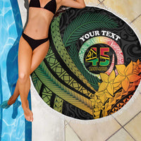 Personalised Vanuatu Independence Day Beach Blanket July 30 Pig Tusk Long God Yumi Stanap LT14 - Polynesian Pride