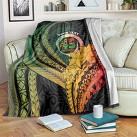 Personalised Vanuatu Independence Day Blanket July 30 Pig Tusk Long God Yumi Stanap LT14 Black - Polynesian Pride