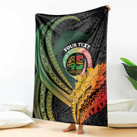 Personalised Vanuatu Independence Day Blanket July 30 Pig Tusk Long God Yumi Stanap LT14 - Polynesian Pride
