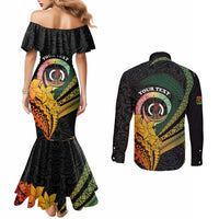 Personalised Vanuatu Independence Day Couples Matching Mermaid Dress and Long Sleeve Button Shirt July 30 Pig Tusk Long God Yumi Stanap LT14 - Polynesian Pride