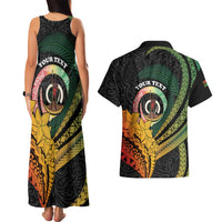 Personalised Vanuatu Independence Day Couples Matching Tank Maxi Dress and Hawaiian Shirt July 30 Pig Tusk Long God Yumi Stanap LT14 - Polynesian Pride