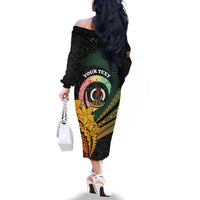Personalised Vanuatu Independence Day Family Matching Off The Shoulder Long Sleeve Dress and Hawaiian Shirt July 30 Pig Tusk Long God Yumi Stanap LT14 - Polynesian Pride