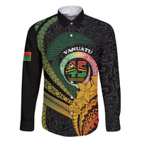 Personalised Vanuatu Independence Day Family Matching Summer Maxi Dress and Hawaiian Shirt July 30 Pig Tusk Long God Yumi Stanap LT14 Dad's Shirt - Long Sleeve Black - Polynesian Pride