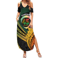Personalised Vanuatu Independence Day Family Matching Summer Maxi Dress and Hawaiian Shirt July 30 Pig Tusk Long God Yumi Stanap LT14 Mom's Dress Black - Polynesian Pride