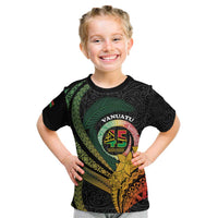 Personalised Vanuatu Independence Day Kid T Shirt July 30 Pig Tusk Long God Yumi Stanap LT14 Black - Polynesian Pride