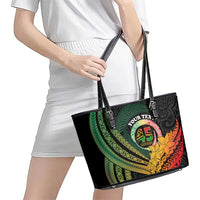 Personalised Vanuatu Independence Day Leather Tote Bag July 30 Pig Tusk Long God Yumi Stanap LT14 - Polynesian Pride