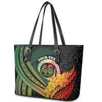 Personalised Vanuatu Independence Day Leather Tote Bag July 30 Pig Tusk Long God Yumi Stanap LT14 - Polynesian Pride