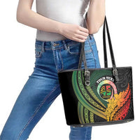 Personalised Vanuatu Independence Day Leather Tote Bag July 30 Pig Tusk Long God Yumi Stanap LT14 - Polynesian Pride
