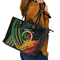 Personalised Vanuatu Independence Day Leather Tote Bag July 30 Pig Tusk Long God Yumi Stanap LT14 - Polynesian Pride