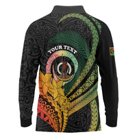 Personalised Vanuatu Independence Day Long Sleeve Polo Shirt July 30 Pig Tusk Long God Yumi Stanap LT14 - Polynesian Pride