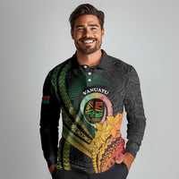 Personalised Vanuatu Independence Day Long Sleeve Polo Shirt July 30 Pig Tusk Long God Yumi Stanap LT14 - Polynesian Pride