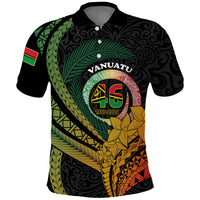 Personalised Vanuatu Independence Day Polo Shirt July 30 Pig Tusk Long God Yumi Stanap LT14 Black - Polynesian Pride
