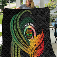 Personalised Vanuatu Independence Day Quilt July 30 Pig Tusk Long God Yumi Stanap LT14 Black - Polynesian Pride
