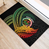 Personalised Vanuatu Independence Day Rubber Doormat July 30 Pig Tusk Long God Yumi Stanap LT14 - Polynesian Pride