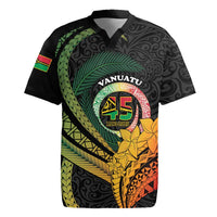 Personalised Vanuatu Independence Day Rugby Jersey July 30 Pig Tusk Long God Yumi Stanap LT14 Black - Polynesian Pride