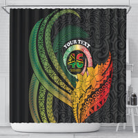 Personalised Vanuatu Independence Day Shower Curtain July 30 Pig Tusk Long God Yumi Stanap LT14 - Polynesian Pride