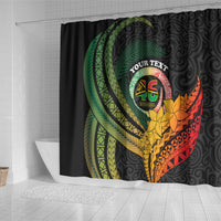 Personalised Vanuatu Independence Day Shower Curtain July 30 Pig Tusk Long God Yumi Stanap LT14 - Polynesian Pride