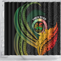 Personalised Vanuatu Independence Day Shower Curtain July 30 Pig Tusk Long God Yumi Stanap LT14 - Polynesian Pride