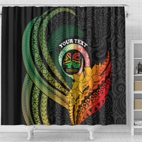 Personalised Vanuatu Independence Day Shower Curtain July 30 Pig Tusk Long God Yumi Stanap LT14 - Polynesian Pride