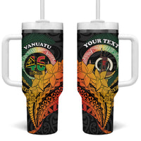 Personalised Vanuatu Independence Day Tumbler With Handle July 30 Pig Tusk Long God Yumi Stanap LT14 One Size: 40 oz Black - Polynesian Pride