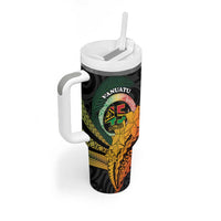Personalised Vanuatu Independence Day Tumbler With Handle July 30 Pig Tusk Long God Yumi Stanap