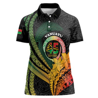 Personalised Vanuatu Independence Day Women Polo Shirt July 30 Pig Tusk Long God Yumi Stanap LT14 Female Black - Polynesian Pride
