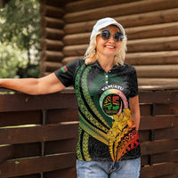 Personalised Vanuatu Independence Day Women Polo Shirt July 30 Pig Tusk Long God Yumi Stanap