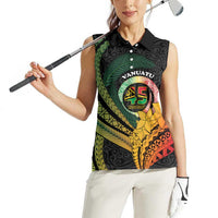 Personalised Vanuatu Independence Day Women Sleeveless Polo Shirt July 30 Pig Tusk Long God Yumi Stanap LT14 - Polynesian Pride