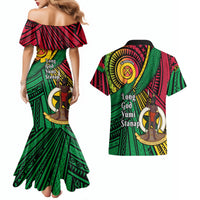 Halo Vanuatu Couples Matching Mermaid Dress and Hawaiian Shirt Happy 46th Independence Anniversary LT14 - Polynesian Pride