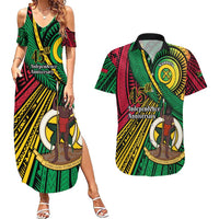 Halo Vanuatu Couples Matching Summer Maxi Dress and Hawaiian Shirt Happy 45th Independence Anniversary