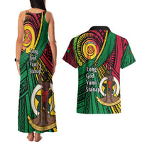 Halo Vanuatu Couples Matching Tank Maxi Dress and Hawaiian Shirt Happy 46th Independence Anniversary LT14 - Polynesian Pride