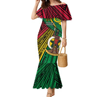 Halo Vanuatu Family Matching Mermaid Dress and Hawaiian Shirt Happy 46th Independence Anniversary LT14 Mom's Dress Black - Polynesian Pride