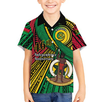 Halo Vanuatu Family Matching Mermaid Dress and Hawaiian Shirt Happy 46th Independence Anniversary LT14 Son's Shirt Black - Polynesian Pride